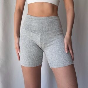Heather Grey Rib Bike Shorts